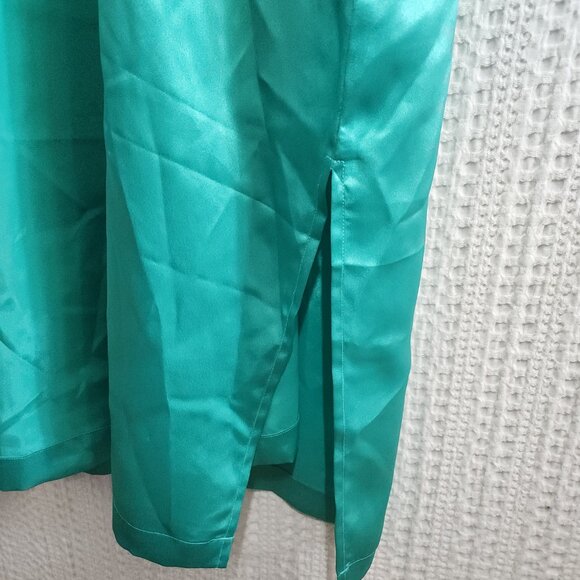 Vintage Victoria’s Secret Gold Label Satin Teal Kimono Robe One Size - Picture 7 of 13